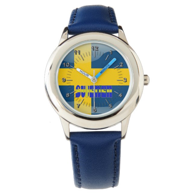 Svensk glansig flagga armbandsur (Framsida)
