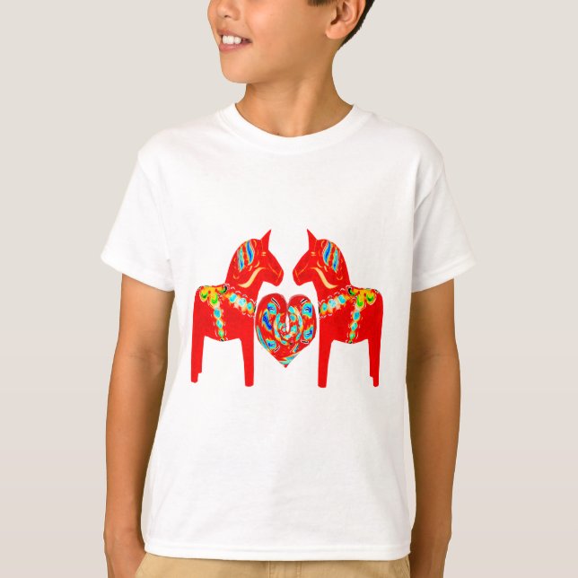 Svensk hjärta för Dala hästw T Shirt (Framsida)