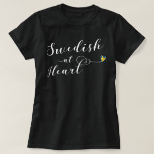 Svensk på hjärtautslagsplatsskjortan, sverige tee shirt
