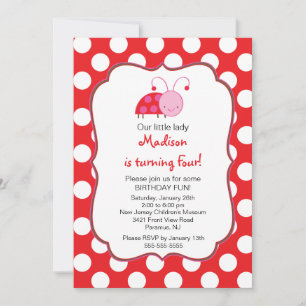 Svensk röd ladybugs födelsedagsinbjudan inbjudningar