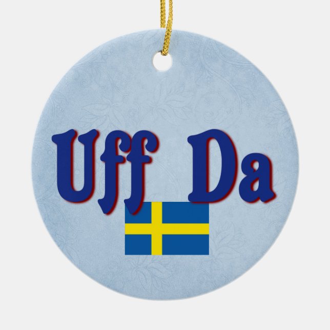 Svensk rolig skandinav för Uff Da sverige Julgransprydnad Keramik (Framsidan)