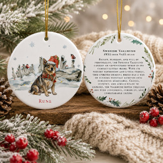 Svensk Vallhund Hund Monogram Julgransprydnad Keramik