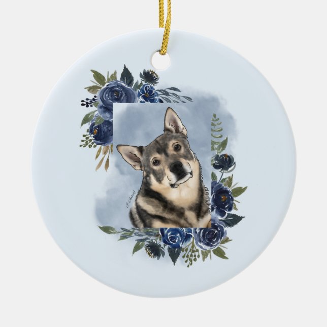 Svensk Vallhund Julgransprydnad Keramik (Framsidan)