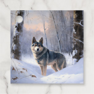 Svensk Vallhund Låt Det Snöa Jul Gåvor Etiketter