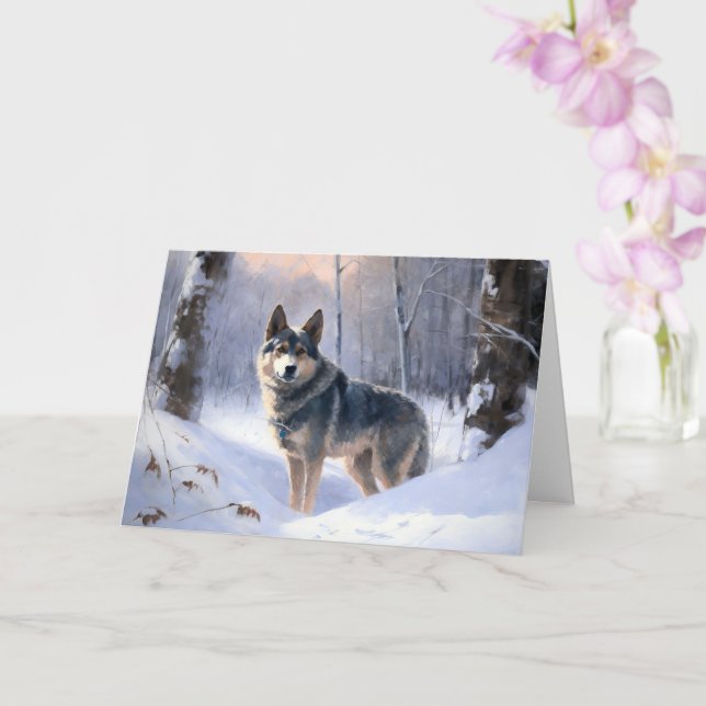 Svensk Vallhund Låt Det Snöa Jul  Kort (Orkide)