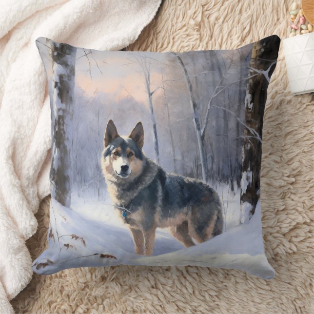 Svensk Vallhund Låt Det Snöa Jul  Kudde (Filt)