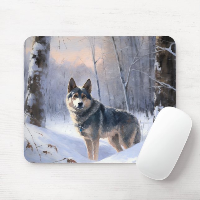 Svensk Vallhund Låt Det Snöa Jul  Musmatta (Med mus)
