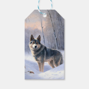 Svensk Vallhund Låt Det Snöa Jul Presentetikett