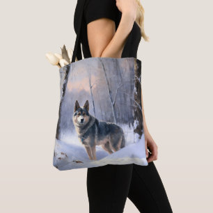 Svensk Vallhund Låt Det Snöa Jul Tygkasse