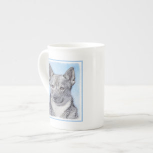 Svensk Vallhund målning - gullig original- Benporslin Mugg