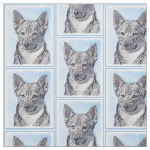 Svensk Vallhund målning - gullig original- Tyg