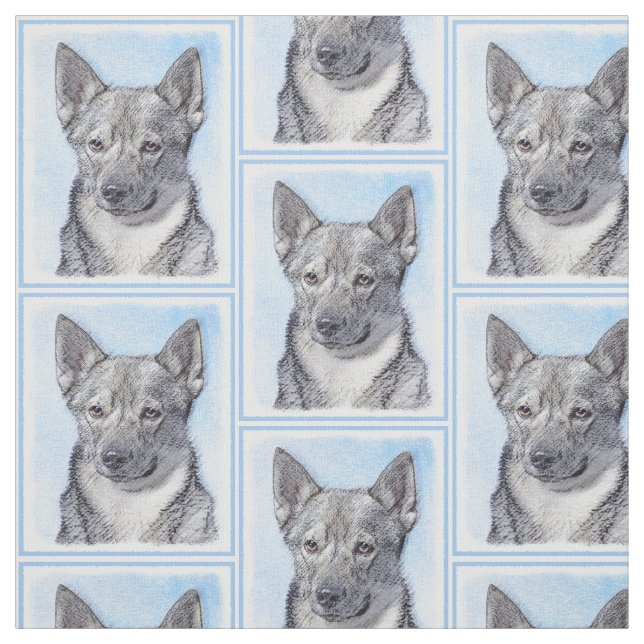 Svensk Vallhund målning - gullig original- Tyg (Provkarta)