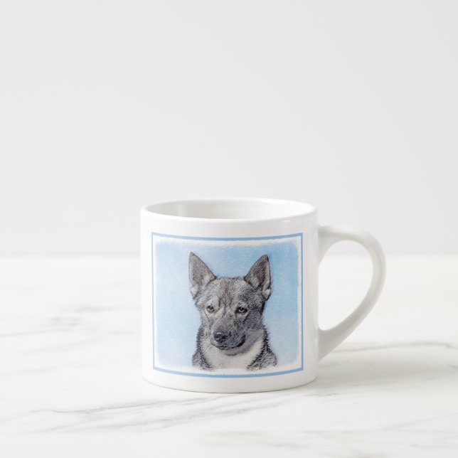 Svensk Vallhund-målning - Söt Original Hundkonst Espressomugg (Höger)