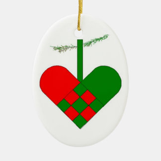 Svensk vävd papper hjärtaskandinav julgransprydnad keramik
