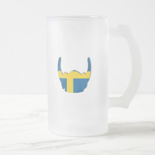 Svensk Viking hjälmflagga av sverigen Frostat Ölglas