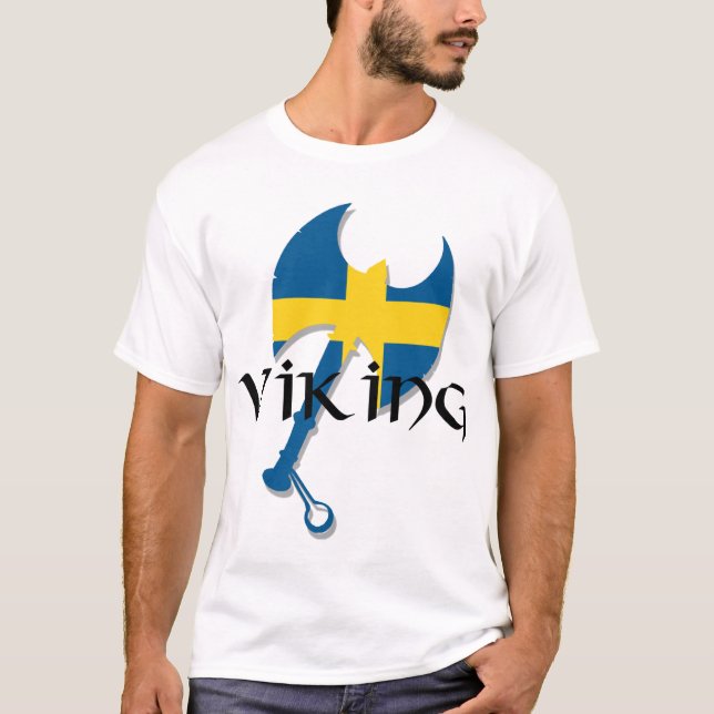 Svensk yxa för Viking sverigeflagga Tee (Framsida)