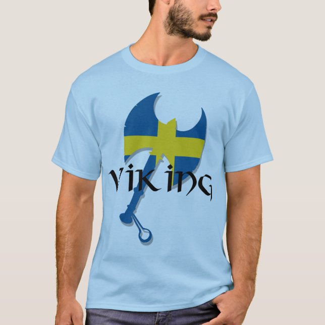 Svensk yxa för Viking sverigeflagga Tee Shirt (Framsida)