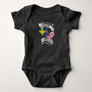 Svenska American Heart Flaggor Sverige America T Shirt