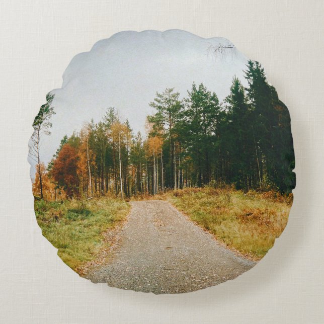 Svenska Autumnalskogen Rund Kudde (Framsidan)