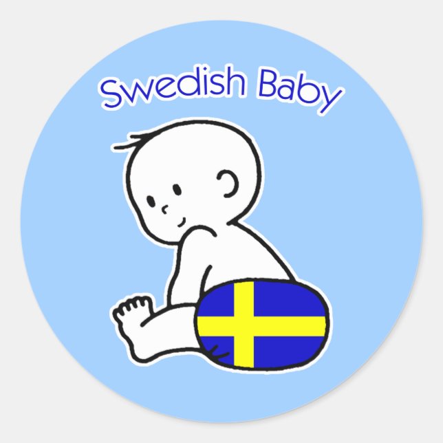 Svenska Baby Runt Klistermärke (Framsida)