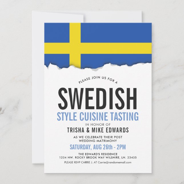 Svenska Cuisineet| Party Flagga Inbjudan (Framsida)