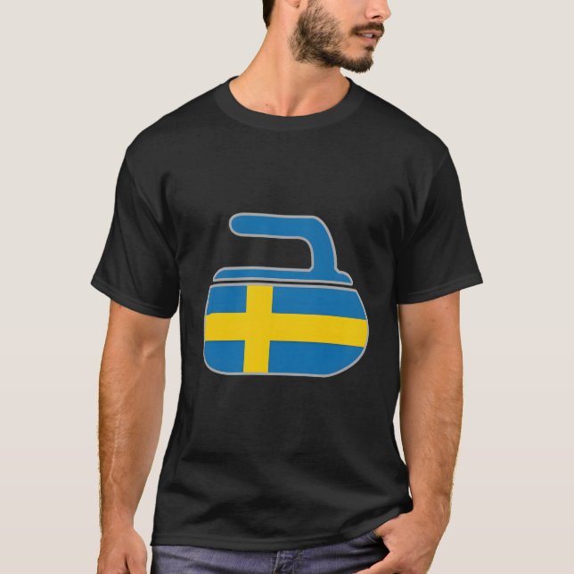 Svenska Curl Stone Classic Cur för Sverige av kurv T Shirt (Framsida)