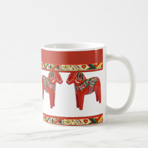 Svenska Dala-hästar med julfolkkonst Gräns Kaffemugg