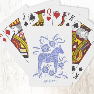 Svenska Dala Horse Anpassat namn Blå uppspelningsk Casinokort