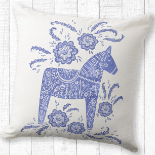 Svenska Dala Horse Art Periwinkle Blue Kudde