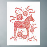 Svenska Dala Horse Art Poster<br><div class="desc">En traditionell svensk målning av Dala Horse i rött och vitt. Originalkonst av Nic Squirrell.</div>