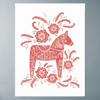 Svenska Dala Horse Art Poster