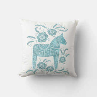 Svenska Dala Horse Art Teal Grönt Kudde