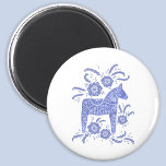 Svenska Dala Horse Blue and White Magnet<br><div class="desc">En traditionell svensk Dala Horse-design i periwinkle blue och white för häst- och ponyentusiaster.</div>