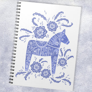 Svenska Dala Horse Blue and White Notebook Anteckningsbok