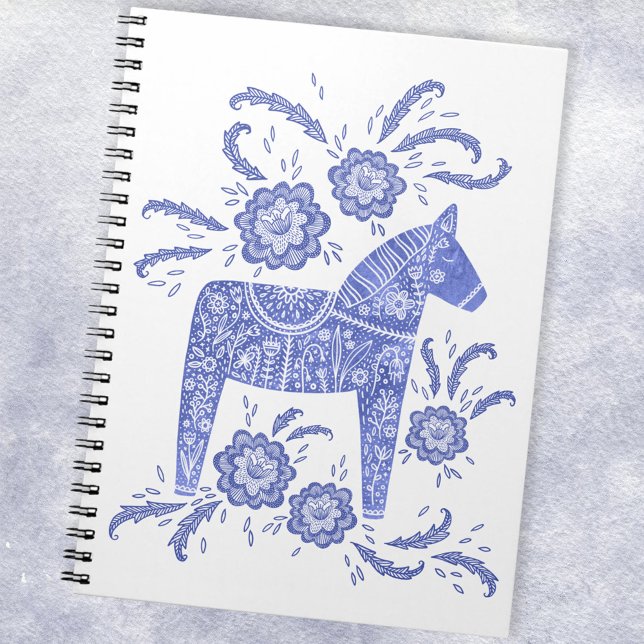 Svenska Dala Horse Blue and White Notebook Anteckningsbok (Skapare uppladdad)