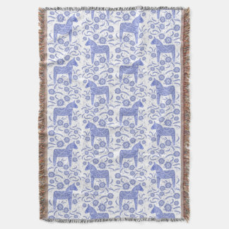 Svenska Dala Horse Blue and White Throw Blanket Filt