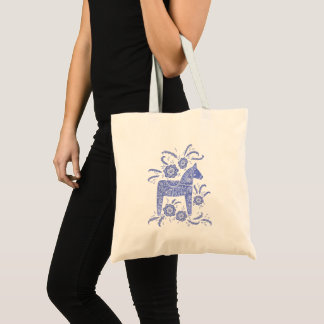 Svenska Dala Horse Blue and White Tote Bag Tygkasse