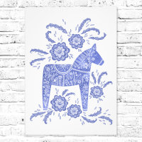 Svenska Dala Horse Blue Folk Art Photo Print