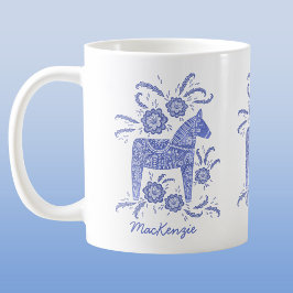 Svenska Dala Horse Blue-Personligen Kaffemugg