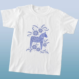 Svenska Dala Horse Blue Viking T-Shirt