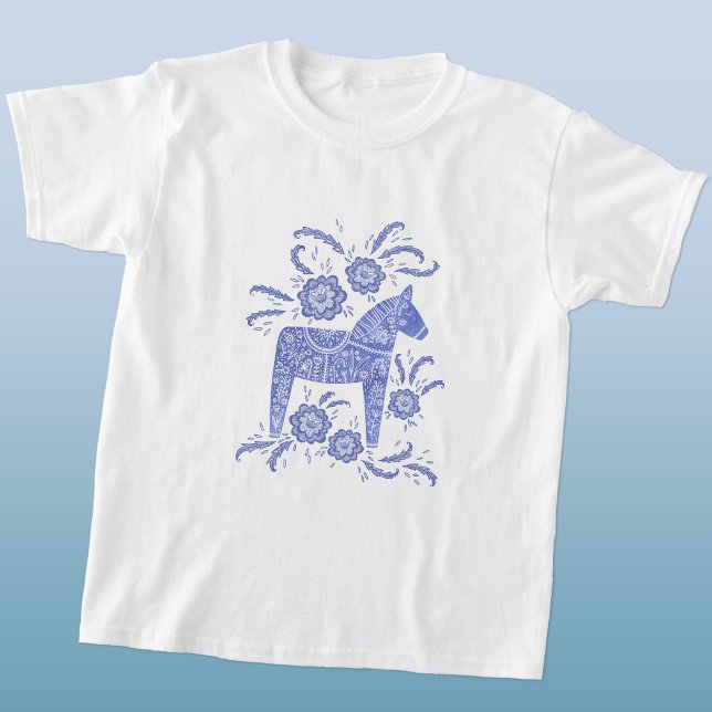 Svenska Dala Horse Blue Viking T-Shirt (Skapare uppladdad)