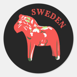 Svenska Dala Horse Classic Round Sticker Runt Klistermärke