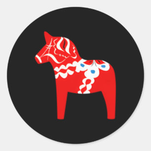 Svenska Dala Horse Dalarna Sverige Traditional Red Runt Klistermärke