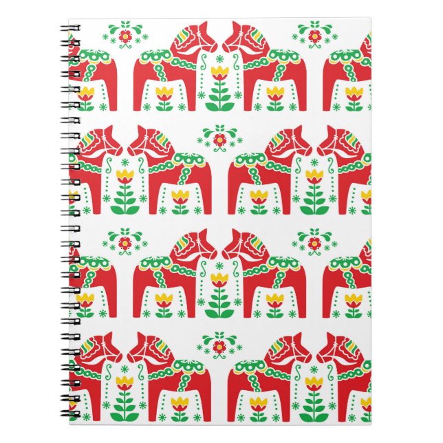 Svenska Dala Horse: Folk Art Anteckningsbok (Framsidan)