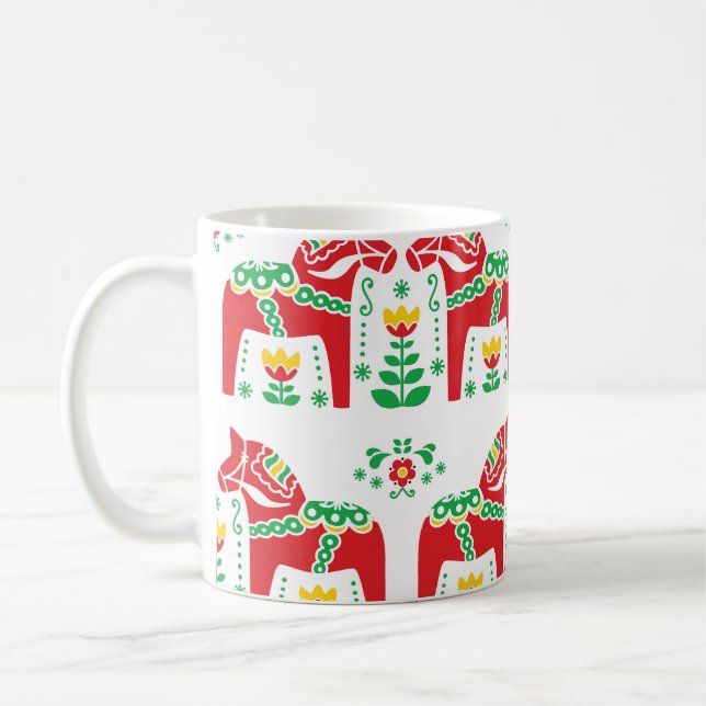 Svenska Dala Horse: Folk Art Kaffemugg (Vänster)