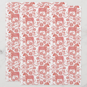 Svenska Dala Horse Folk Art Scrapbook Papper