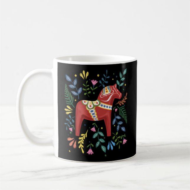 Svenska Dala Horse Folk Sverige Flagga Dalahelmsol Kaffemugg (Vänster)