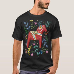 Svenska Dala Horse Folk Sverige Flagga Dalahelmsol T Shirt