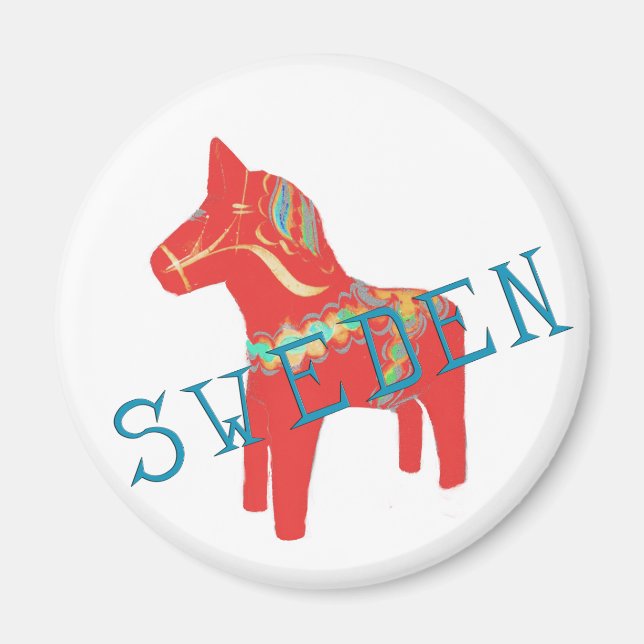 Svenska Dala Horse gifts & hälsning Magnet (Framsidan)