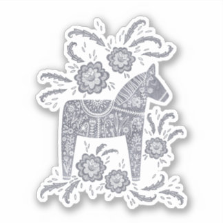 Svenska Dala Horse Grått Sticker Klistermärken